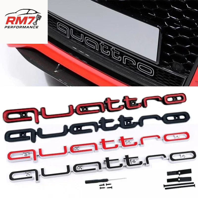 3D Quattro Emblem für Audi – Kühlergrill-Abzeichen aus ABS für A3 A4 A5 A6 A7 A8 Q3 Q5 Q7 S-/RS-Modelle