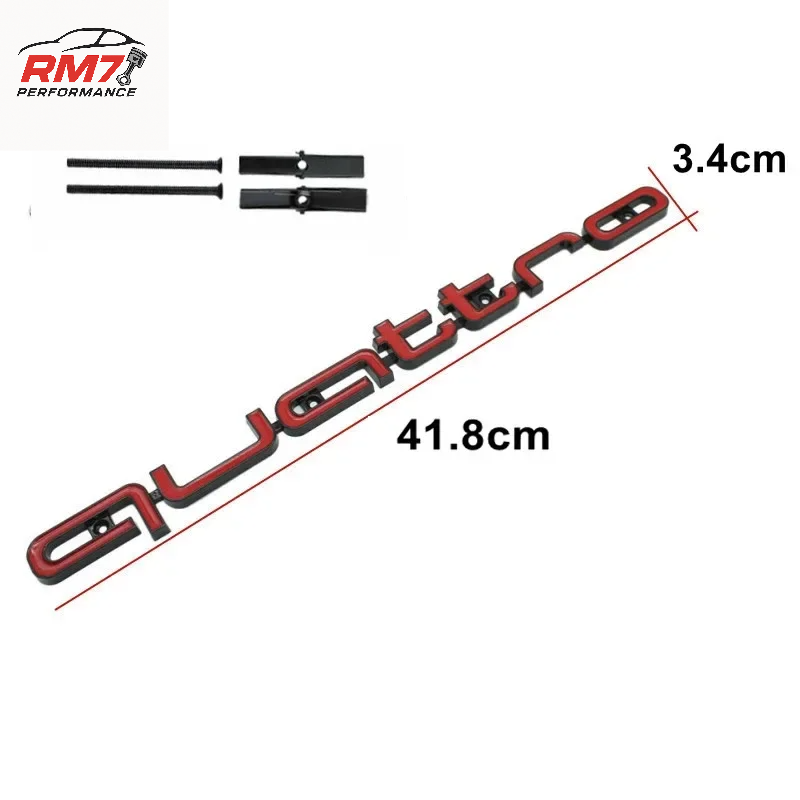 3D Quattro Emblem für Audi – Kühlergrill-Abzeichen aus ABS für A3 A4 A5 A6 A7 A8 Q3 Q5 Q7 S-/RS-Modelle
