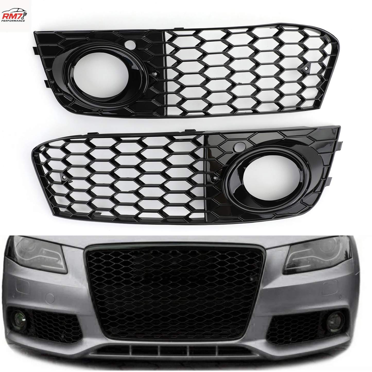 Wabengitter-Nebelscheinwerfer-Abdeckungen für Audi A4 B8 (2009–2012) – Links & Rechts, Offene Ausführung