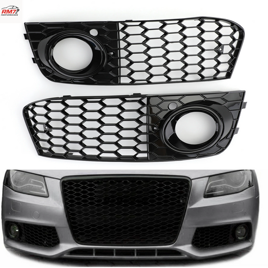 Wabengitter-Nebelscheinwerfer-Abdeckungen für Audi A4 B8 (2009–2012) – Links & Rechts, Offene Ausführung