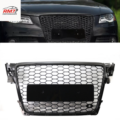 Frontstoßstange Wabengrill für Audi A4 B8 8T/S4 (2008–2012) – RS4-Look, glänzend schwarz, Tuning-Kühlergrill