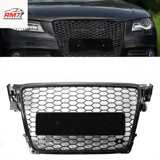 Frontstoßstange Wabengrill für Audi A4 B8 8T/S4 (2008–2012) – RS4-Look, glänzend schwarz, Tuning-Kühlergrill